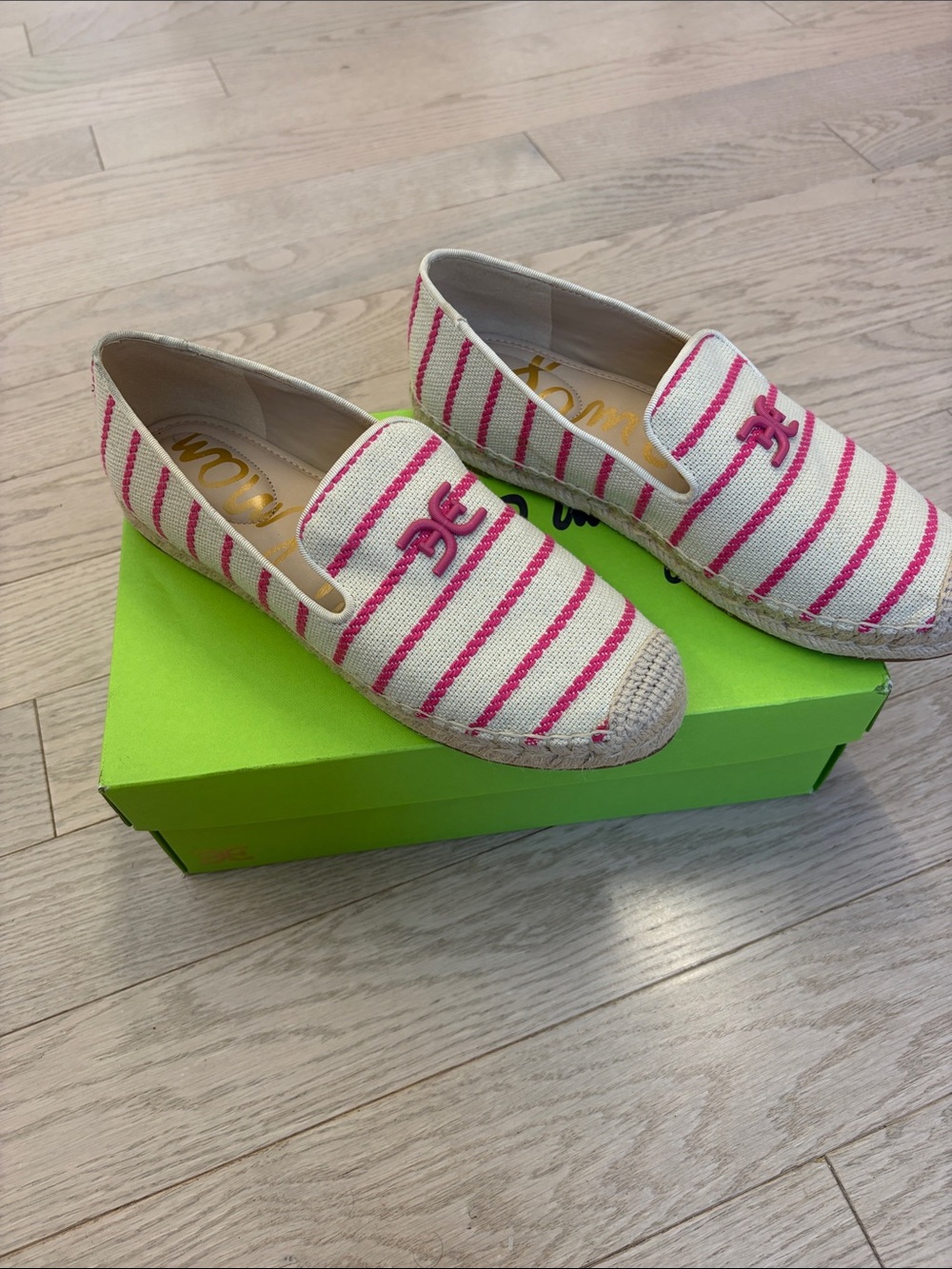 Striped Pink & White Espadrille Loafers